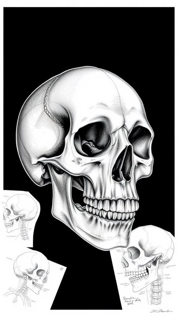 monochrome skull artwork design