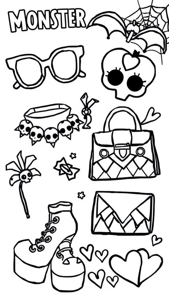 monster high accessories coloring page
