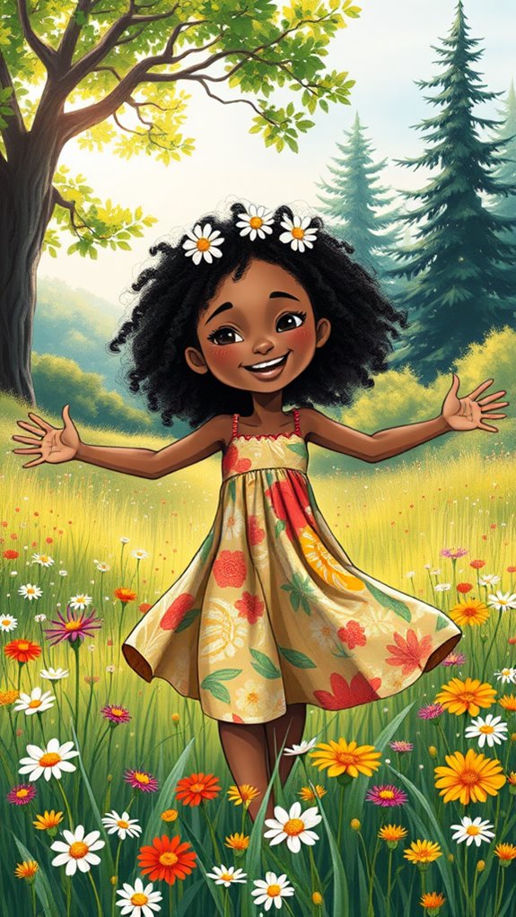 nature themed black girl illustration