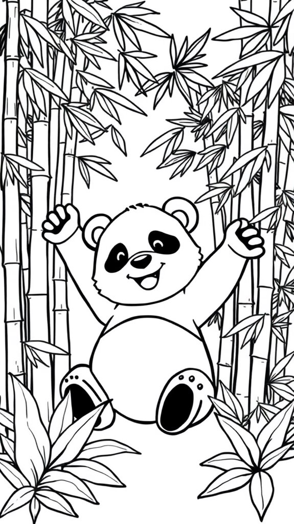 panda coloring page forest