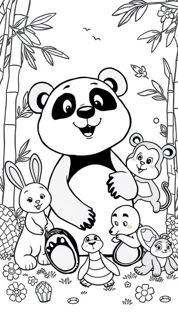 panda themed coloring activity