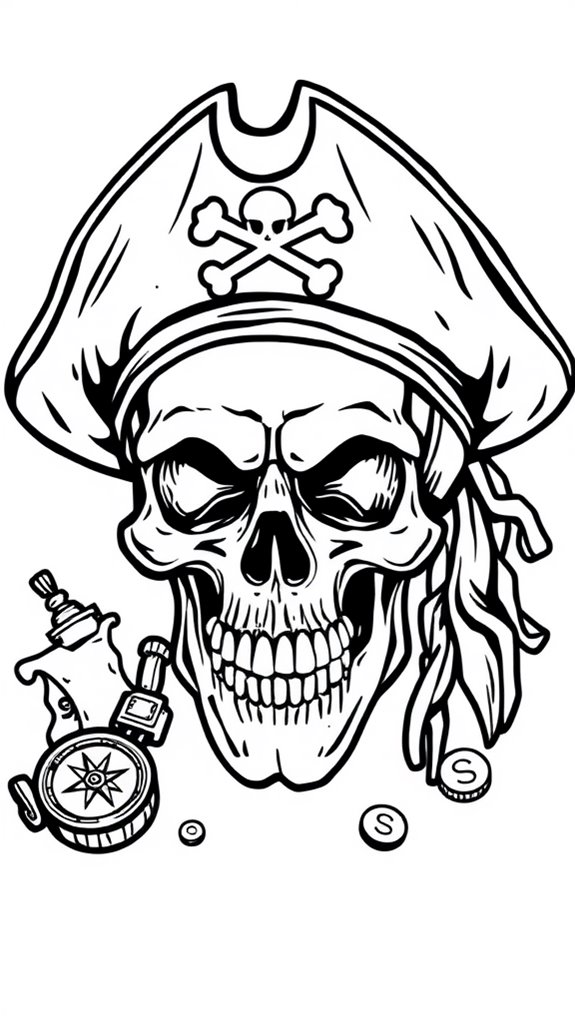 pirate themed skull coloring sheet