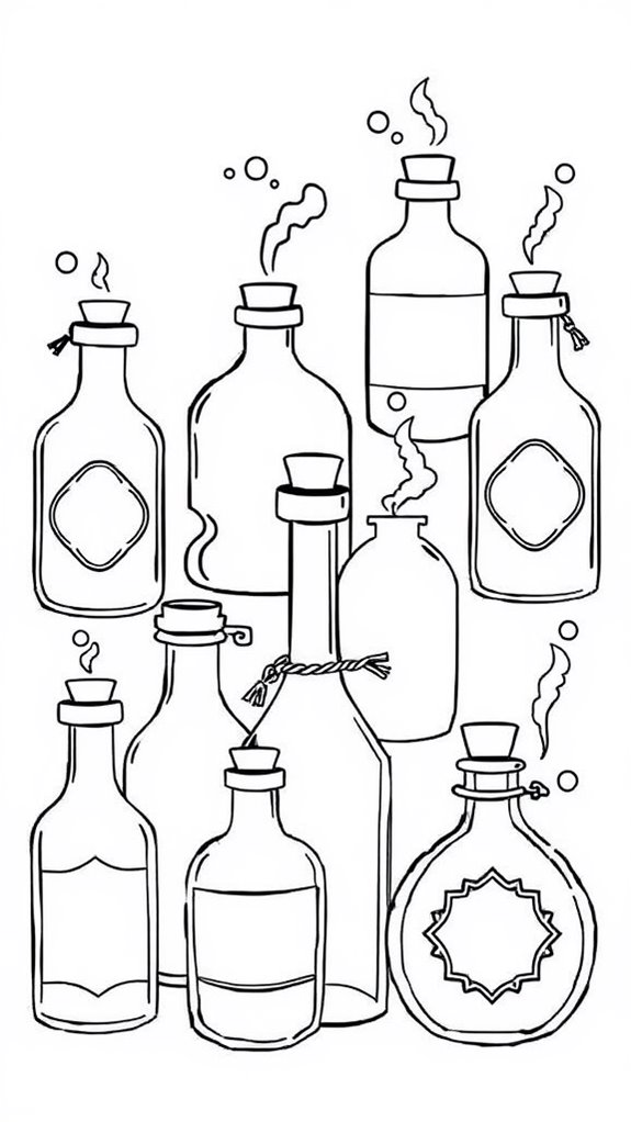 potion bottles coloring page