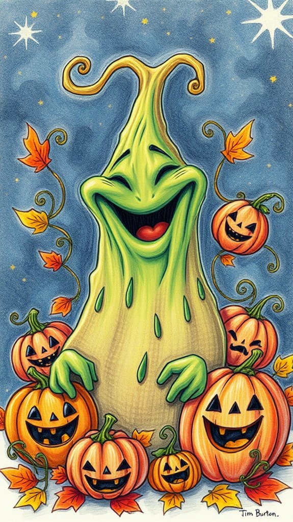pumpkin drawing of oogie boogie