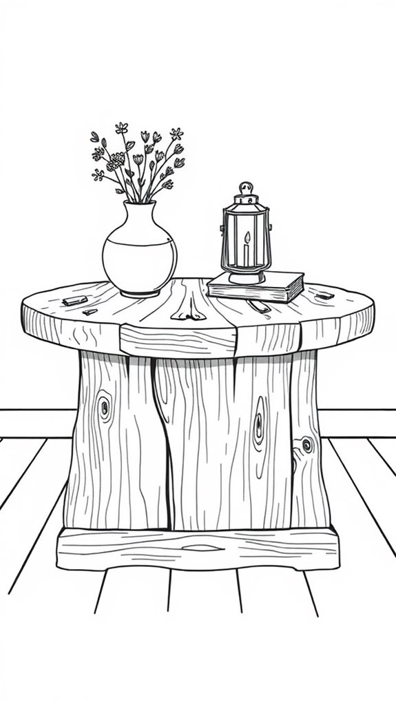 rustic table line drawing