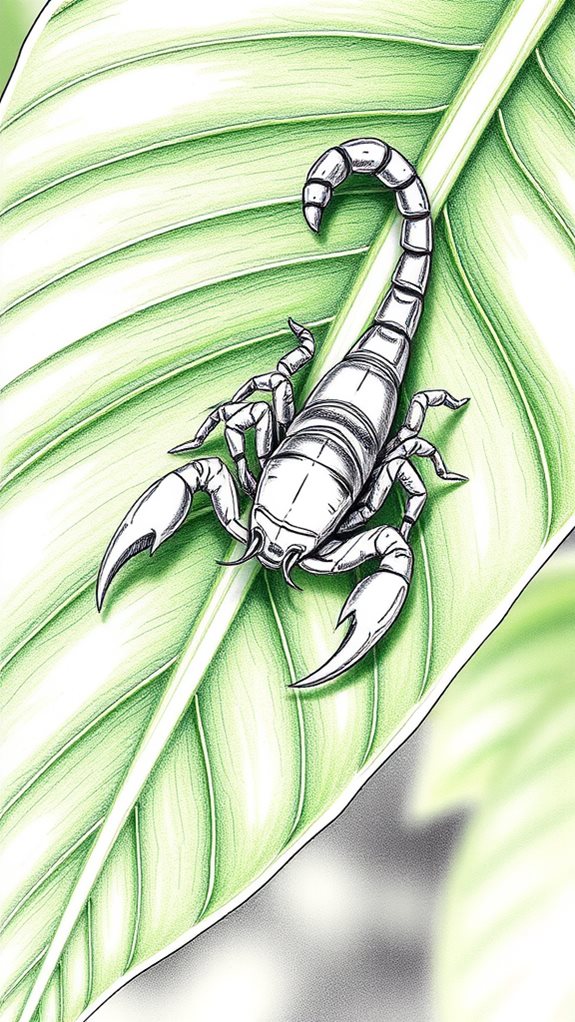 scorpion leaf art illustration