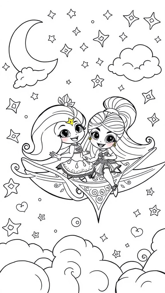 shimmer and shine coloring page
