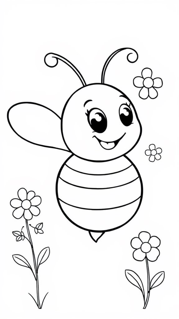 simple bee coloring page