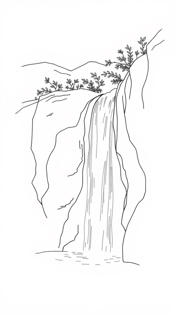 simple line art waterfall
