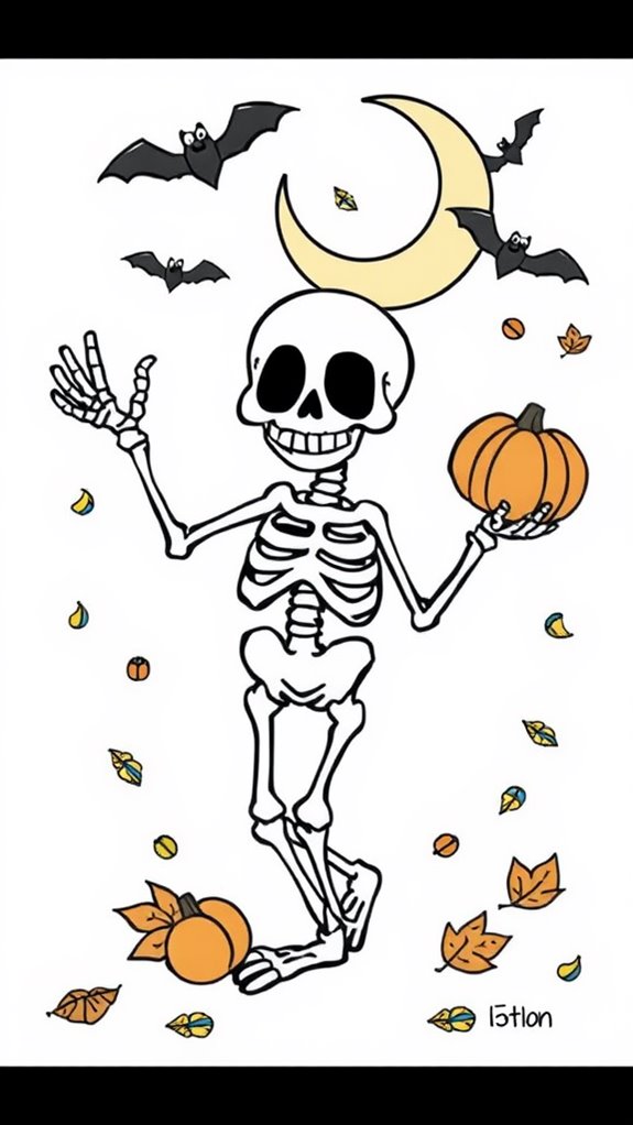 skeleton coloring page fun