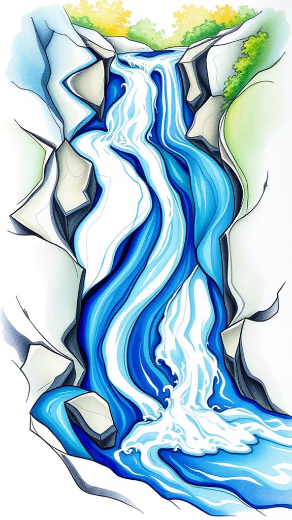 stylized flowing water illustration