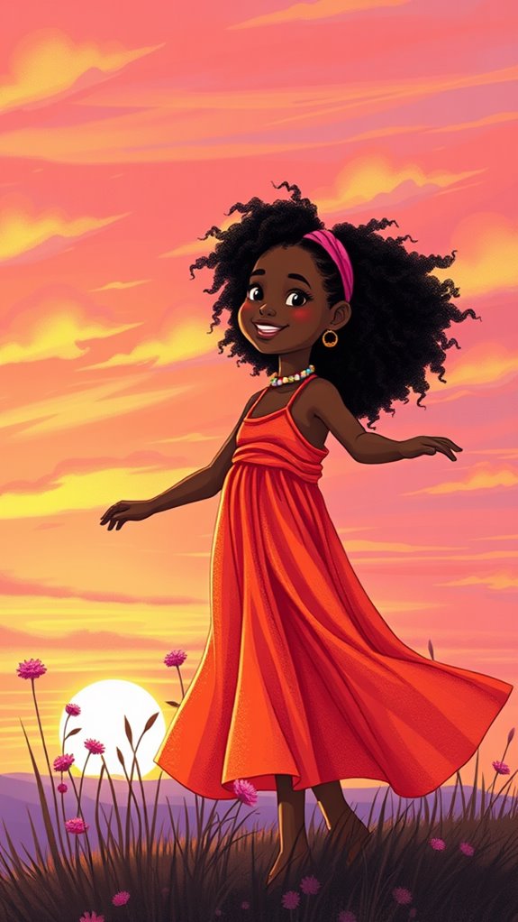sunset silhouette of girl