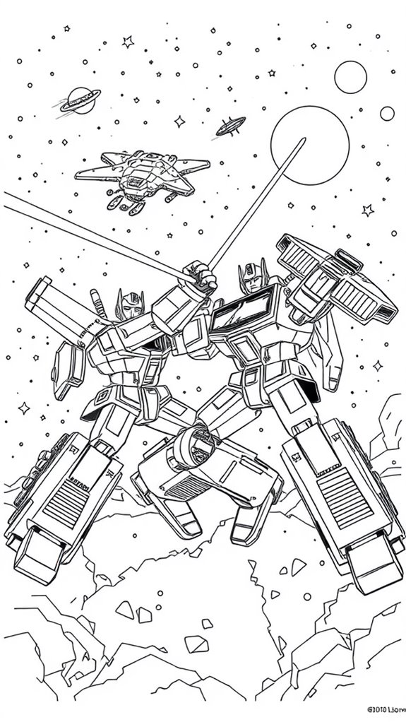 transformers battle coloring activity