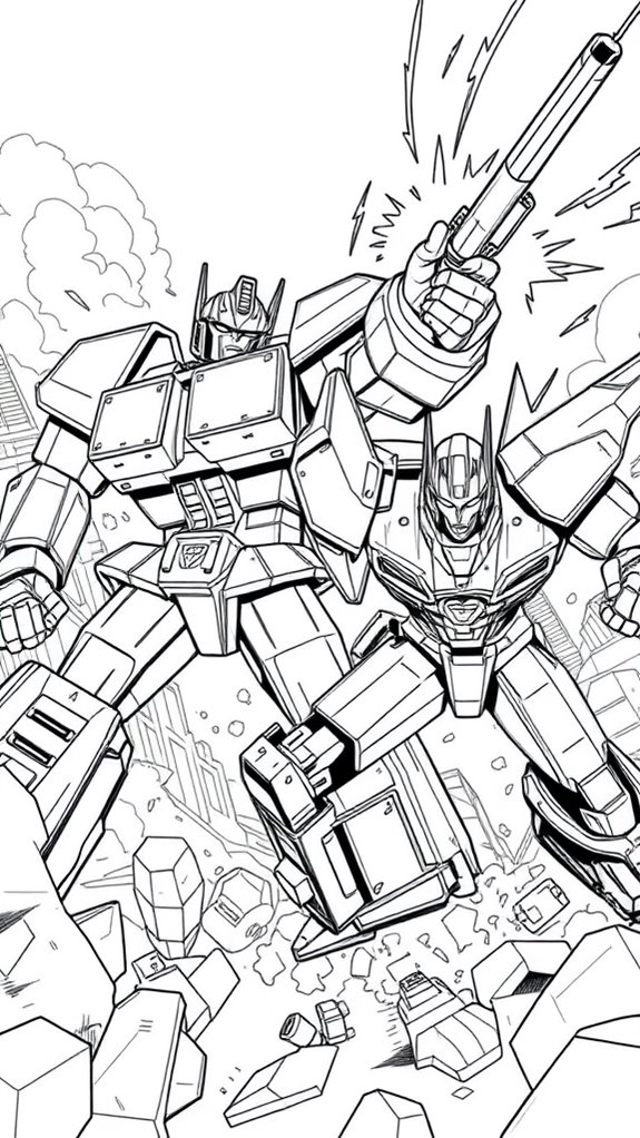 transformers battle scene coloring