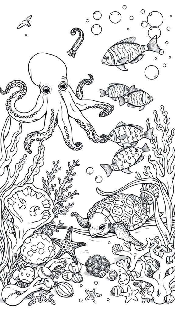underwater themed coloring activity