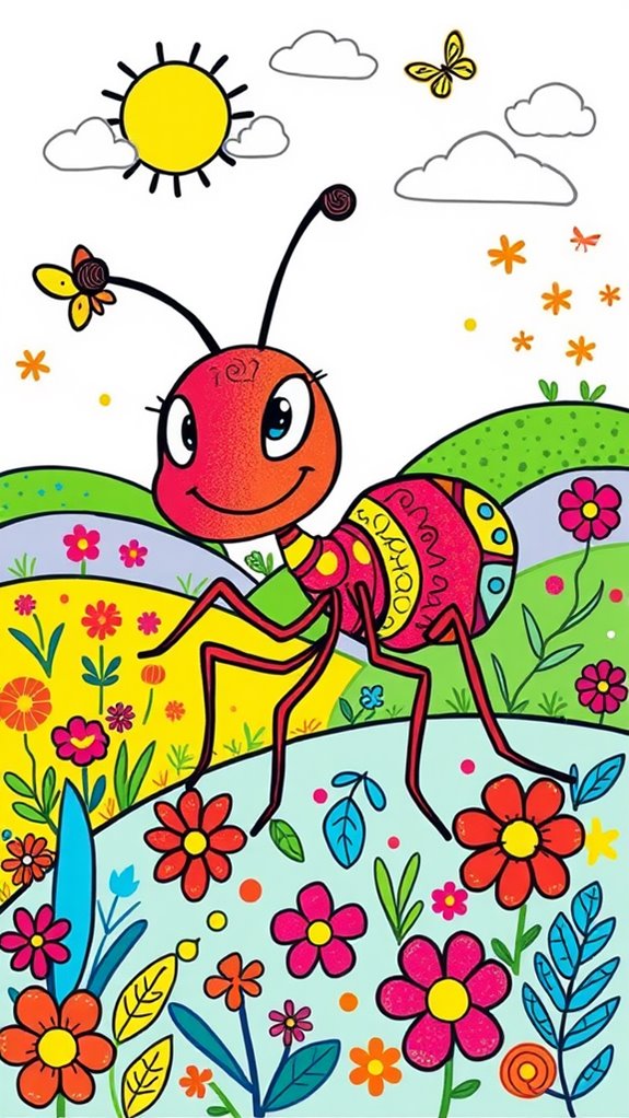 vibrant ant sketch art