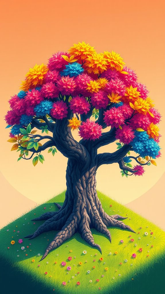 vibrant artistic tree illustration
