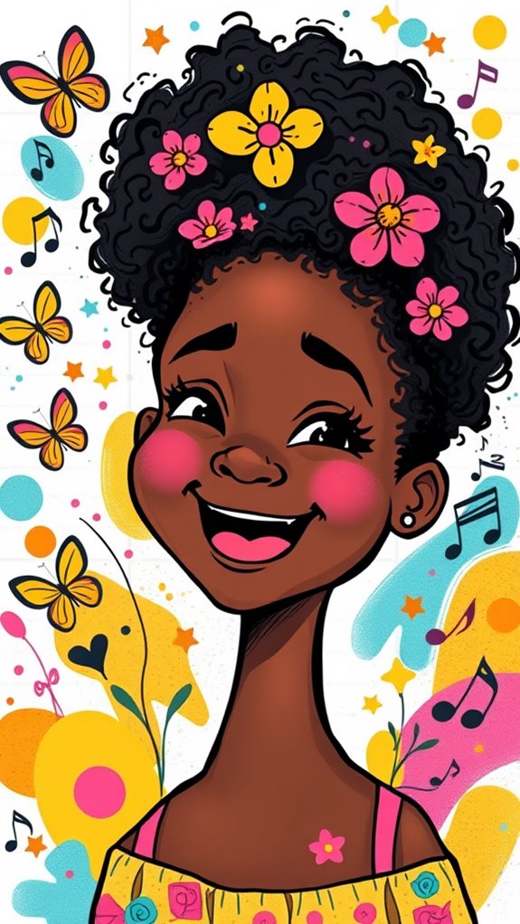 vibrant doodle of girl