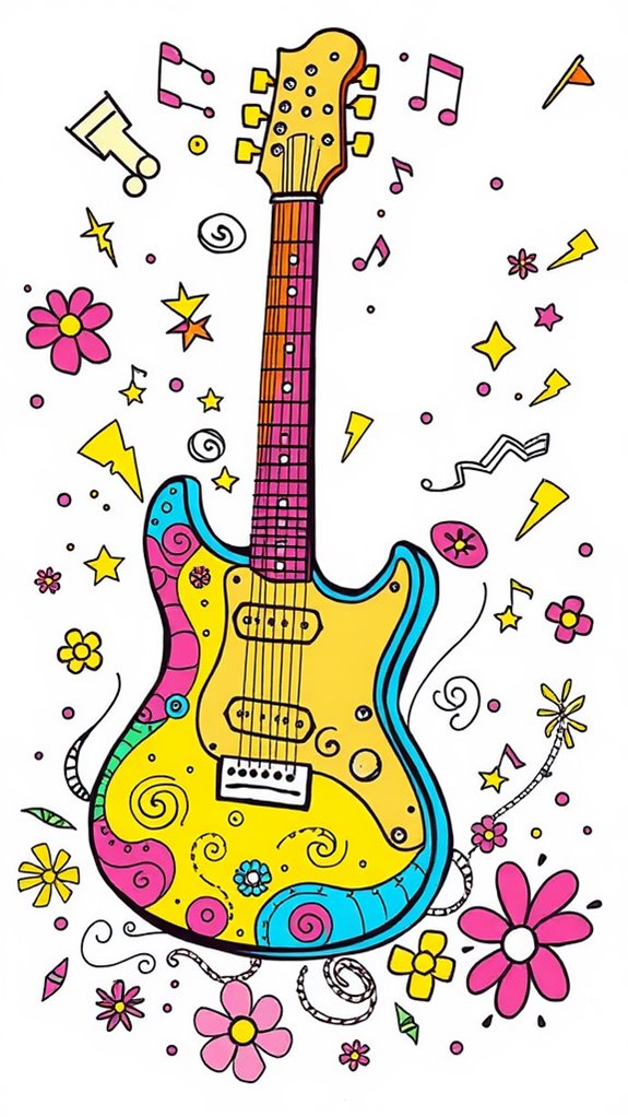 vibrant electric guitar illustration