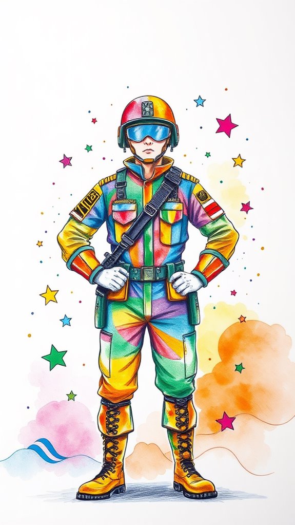 vibrant military artwork illustration