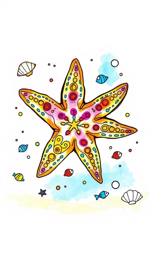 vibrant starfish doodle art