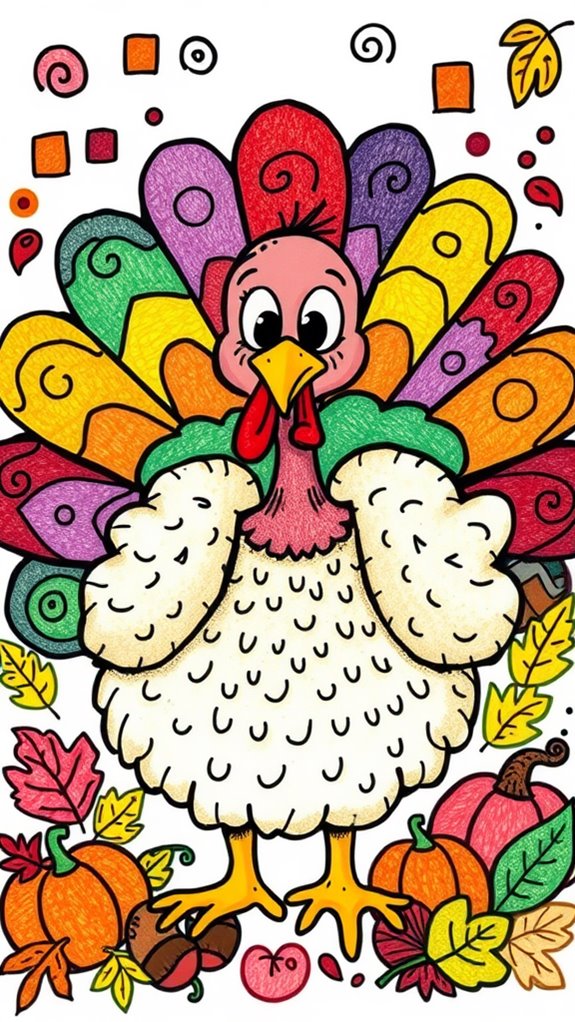 vibrant turkey doodle art