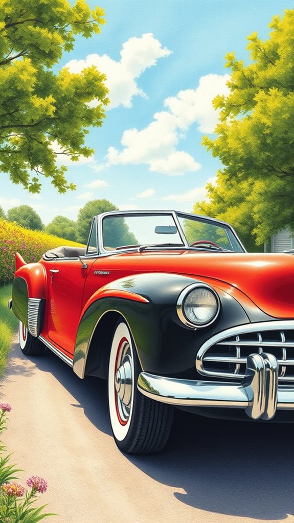 vintage car colored pencil