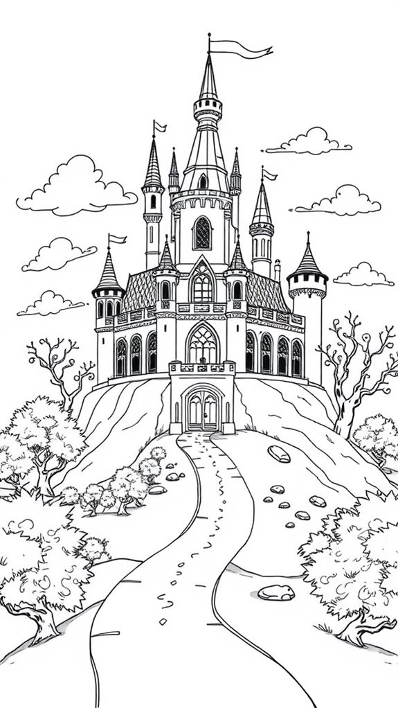 whimsical castle coloring activity