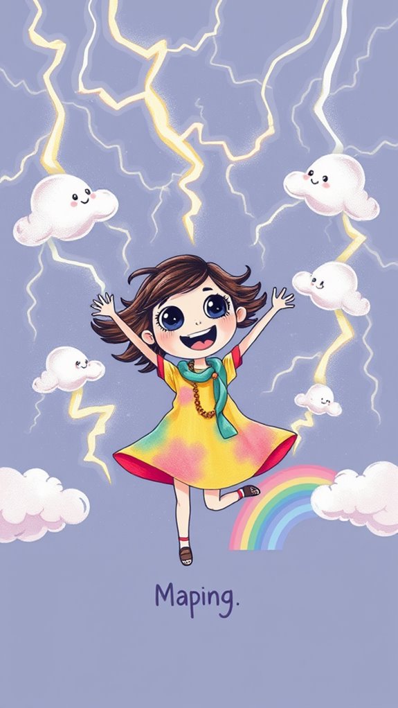 whimsical character lightning illustration
