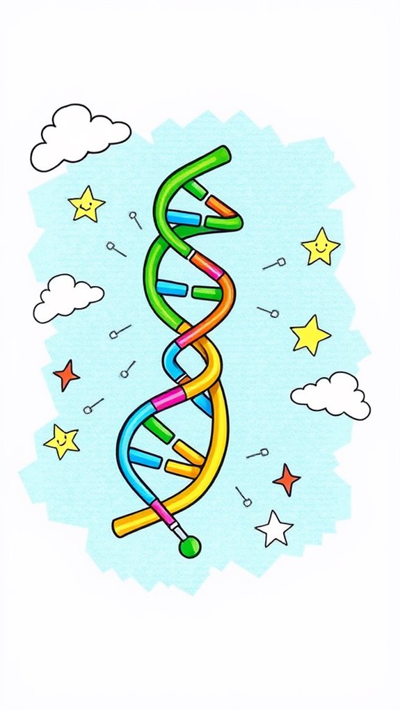 whimsical dna spiral illustration