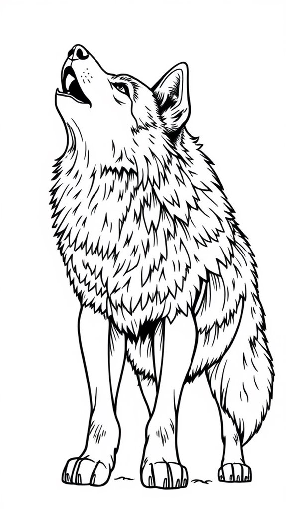 wolf line art coloring