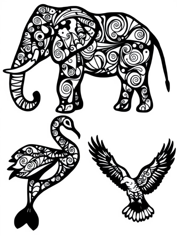abstract animal silhouettes design