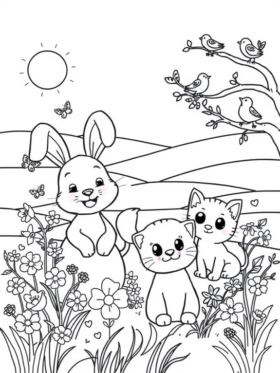 adorable animal companionship coloring