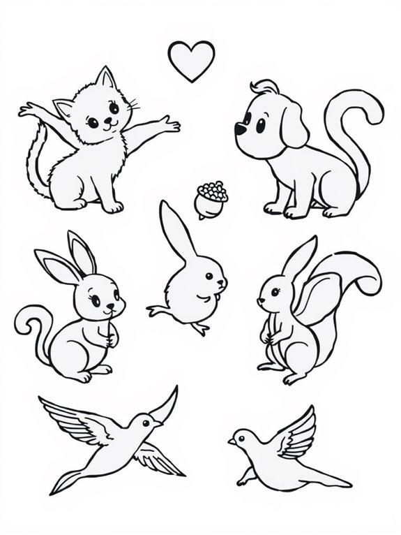 adorable animal outline coloring