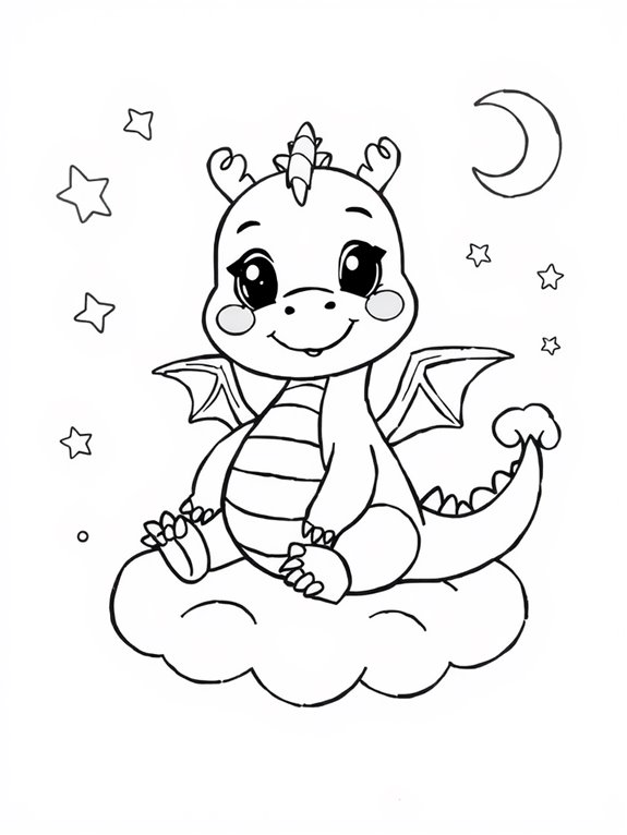 adorable dragon coloring page