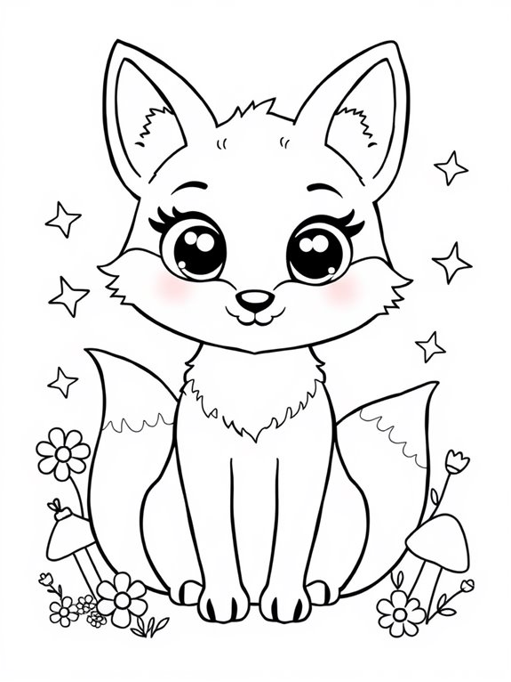adorable fox coloring page