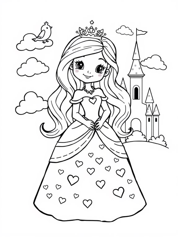 adorable princess coloring page