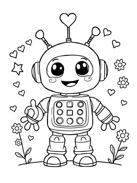 adorable robot coloring activity