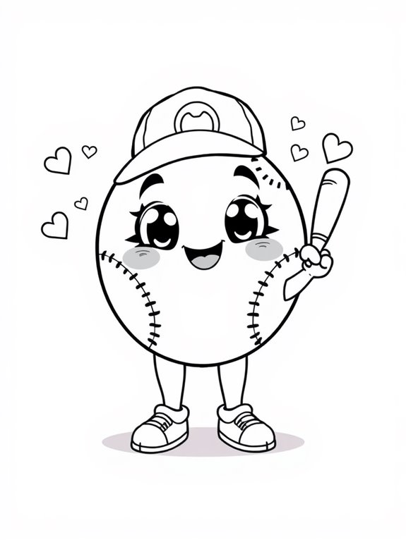 adorable softball character illustration