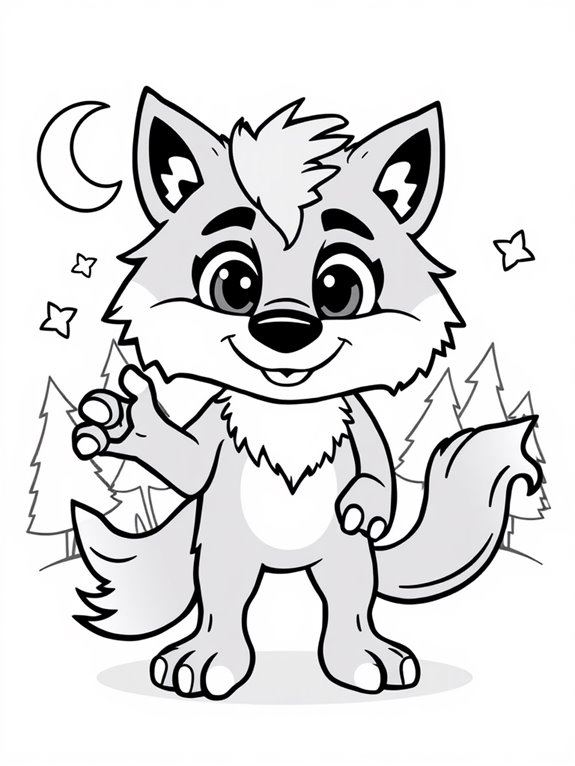 adorable werewolf coloring page