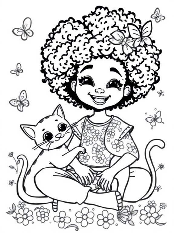 afro black girl coloring page