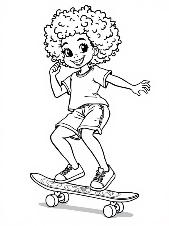afro black girl skateboarding
