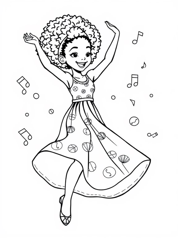 afro girl dance coloring