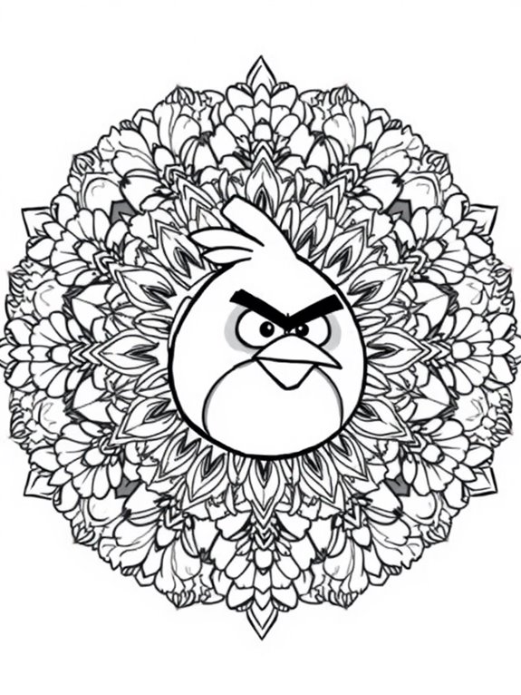 angry bird floral mandala