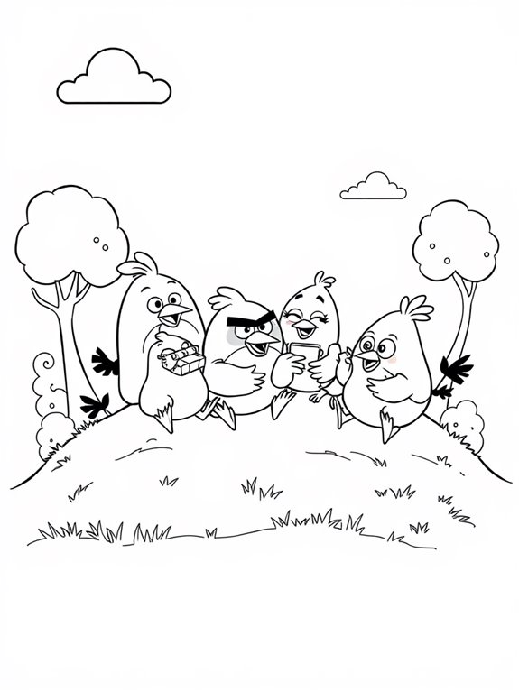 angry birds friendship coloring page