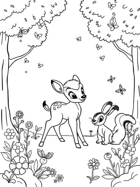 bambi and friends coloring page