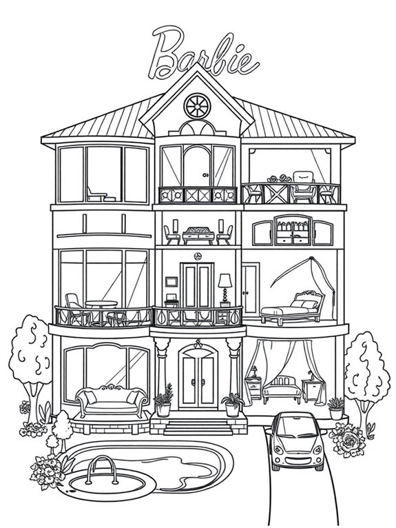 barbie dreamhouse coloring fun