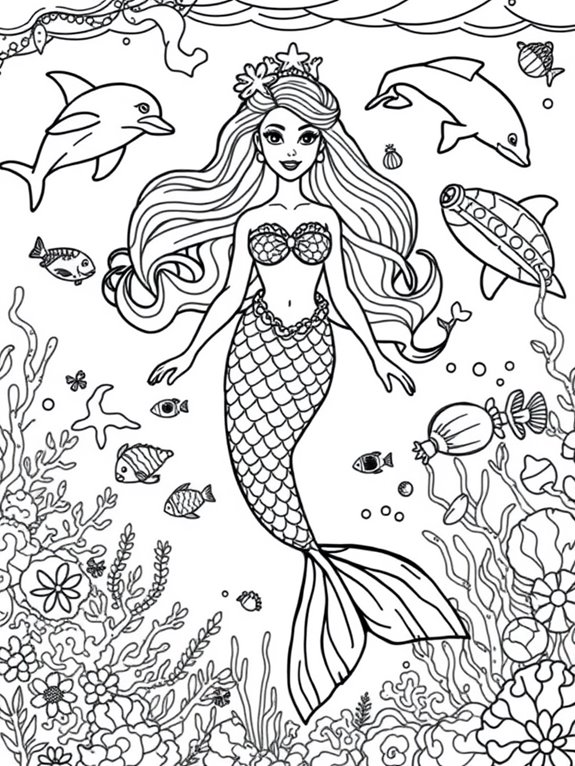 barbie mermaid coloring page