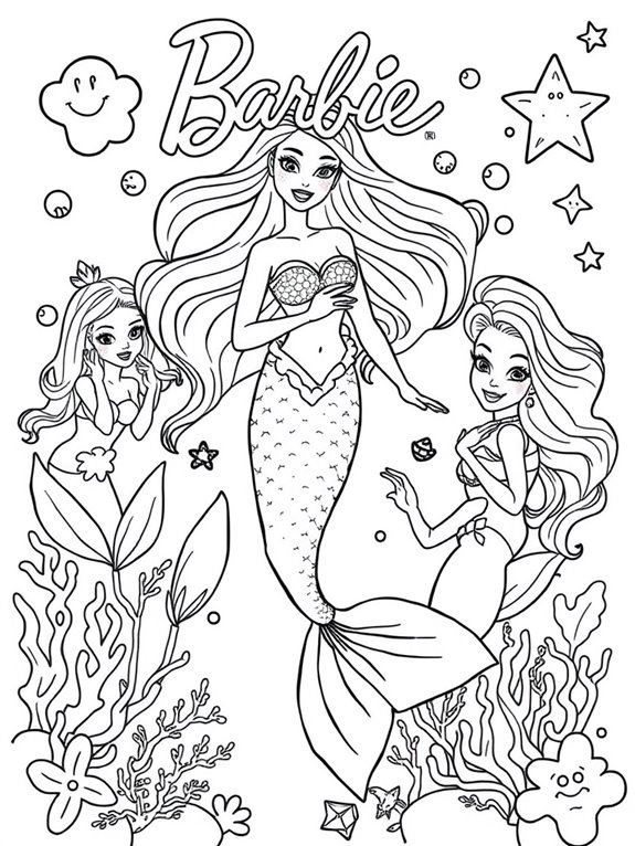 barbie mermaid coloring page
