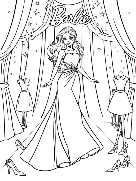 barbie themed coloring activity
